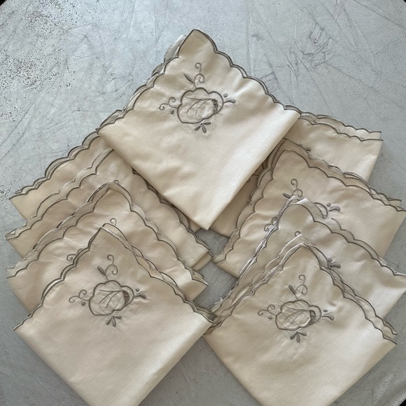 Vtg 9 of Handkerchiefs Muted White With Embroidery Openwork Borders, “15,5x16” - Picture 14 of 14